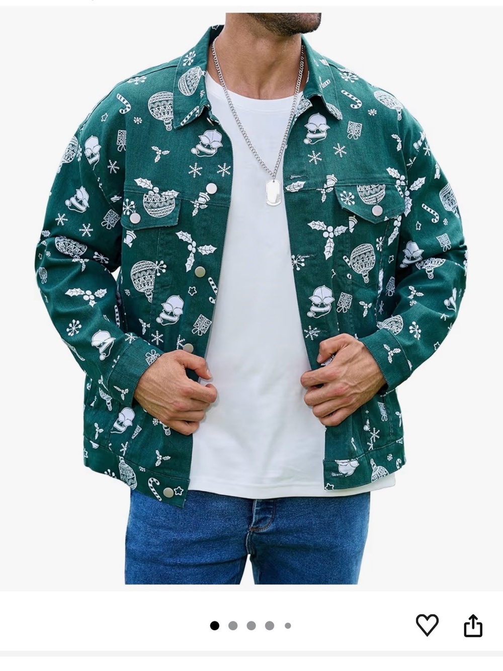 Men's Green Printed Casual Jacket